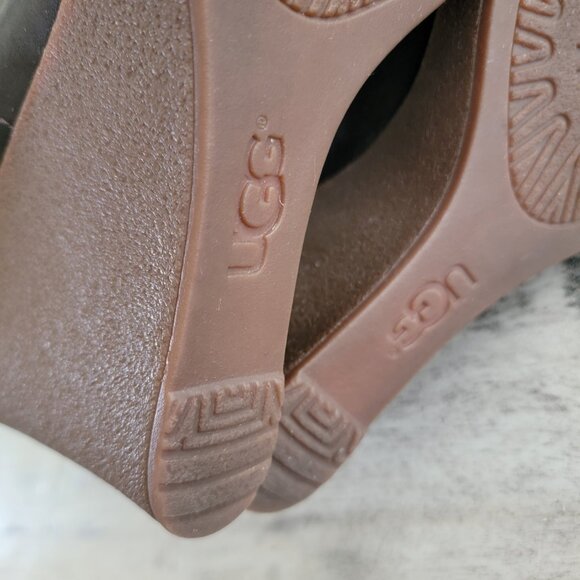 UGG Meredith Wedge Brown Leather Bootie 11 - Picture 8 of 16